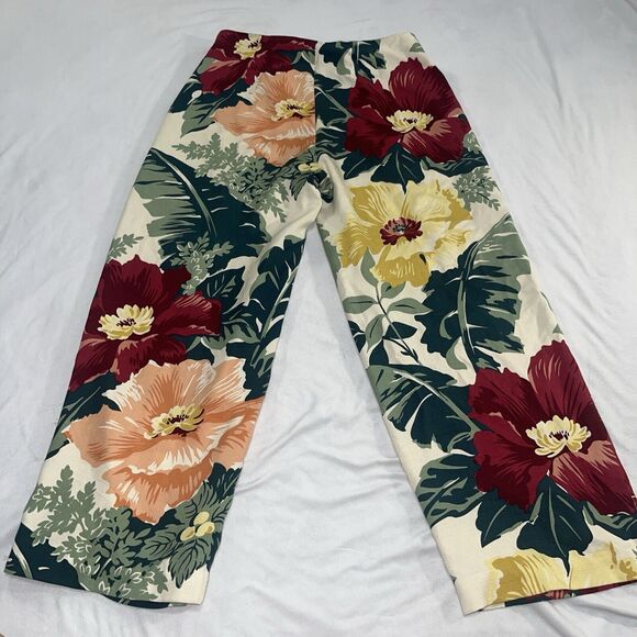 Tommy Bahama Sz 4 100% Silk Tropical Floral Capri Pants - Picture 6 of 10